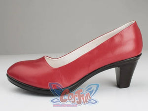 Sailor Mars Hino Rei cosplay shoe side profile traces the red upper and black platform sole