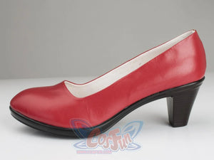 Sailor Mars Hino Rei cosplay shoe side profile traces the red upper and black platform sole