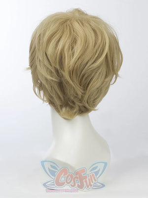 Sailor Uranus Haruka Tenoh cosplay wig balances wavy blonde high-temperature fiber strands in a back view.