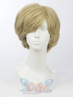 Sailor Uranus Haruka Tenoh cosplay wig sets a short light-brown layered silhouette from the front.