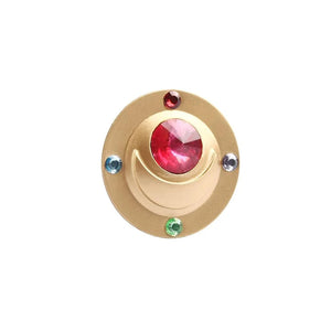 COSFUN Sailor Moon Usagi Tsukino cosplay brooch centers a red heart in a gold-tone round frame