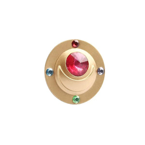 COSFUN Sailor Moon Usagi Tsukino cosplay brooch centers a red heart in a gold-tone round frame