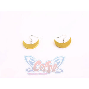Sailor Moon Usagi Tsukino cosplay crescent earrings pair yellow moon charms on silver-tone hooks