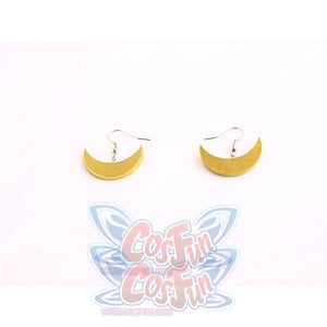 Sailor Moon Usagi Tsukino cosplay crescent earrings pair yellow moon charms on silver-tone hooks