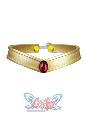 Sailor Moon Usagi Tsukino cosplay tiara centers a red gem-like oval over a gold-tone band