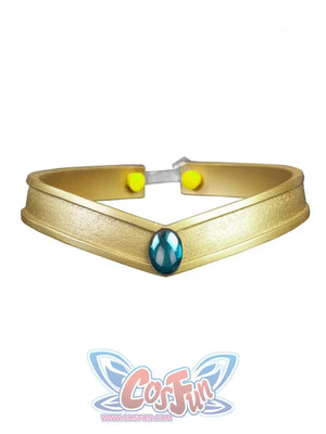 Sailor Neptune Michiru Kaiou cosplay tiara centers a teal gem-like oval over a gold-tone band