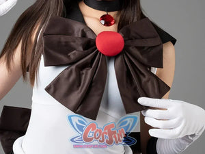 Sailor Moon Sailor Pluto Meiou Setsuna cosplay chest bow gathers dark fabric around a red gem-like center