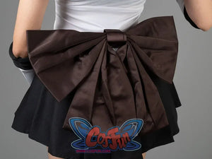 Sailor Moon Sailor Pluto Meiou Setsuna cosplay waist bow spreads dark fabric over the black pleated skirt