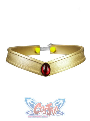 Sailor Pluto Setsuna Meiou cosplay tiara centers a red gem-like oval over a gold-tone band