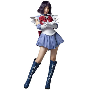 COSFUN Sailor Saturn Tomoe Hotaru cosplay costume sets a burgundy bow over lavender pleats and a white bodice