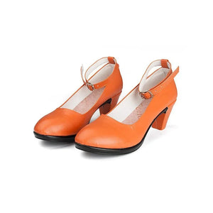 COSFUN Sailor Venus Aino Minako cosplay shoes pair orange uppers under ankle straps above black heels