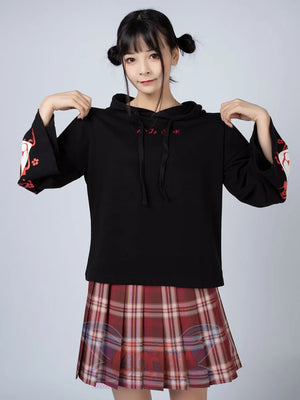 Sakura Fox Mask Print Drawstring Hoodie Mp006002 Sweatshirt