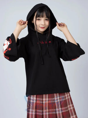 Sakura Fox Mask Print Drawstring Hoodie Mp006002 Sweatshirt