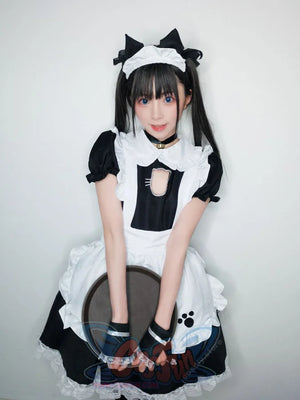 Sexy Bust Open Kitty Ruffle Lace Maid Dress Cosplay Costume Costumes