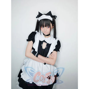 Sexy Bust Open Kitty Ruffle Lace Maid Dress Cosplay Costume Costumes