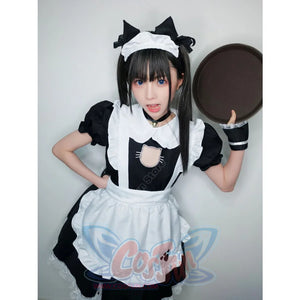 Sexy Bust Open Kitty Ruffle Lace Maid Dress Cosplay Costume Costumes