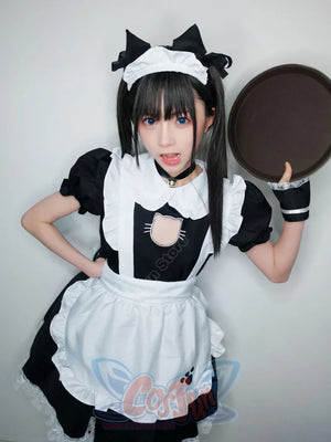 Sexy Bust Open Kitty Ruffle Lace Maid Dress Cosplay Costume Costumes