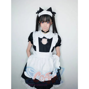 Sexy Bust Open Kitty Ruffle Lace Maid Dress Cosplay Costume Costumes