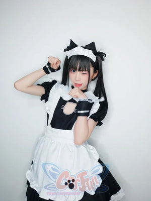 Sexy Bust Open Kitty Ruffle Lace Maid Dress Cosplay Costume Costumes