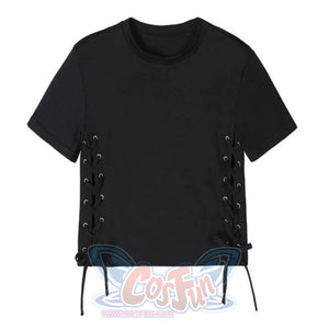 Sexy Look Slim Bar Disco Hot Pants Side Laced Up T-Shirt Summer Cool Girl Set S / (One Piece)