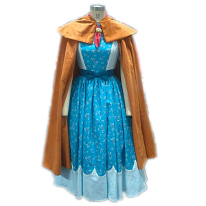 Holly cosplay dress with orange cape and blue floral pattern costume set