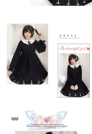 Simple Fashion Cross Print Lolita Tulle Dress