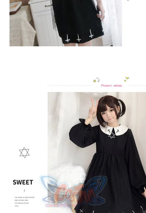 Simple Fashion Cross Print Lolita Tulle Dress