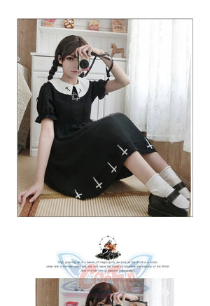 Simple Fashion Cross Print Lolita Tulle Dress