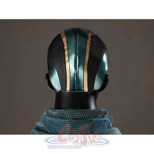 The Boys Soldier Boy cosplay helmet back view sets green panels between black and gold-tone stripes.