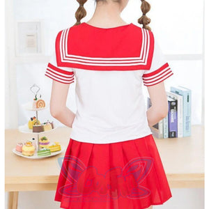 Solid Beautiful Sailor Stripe Top Pleated Skirt School Uniforms Uniform