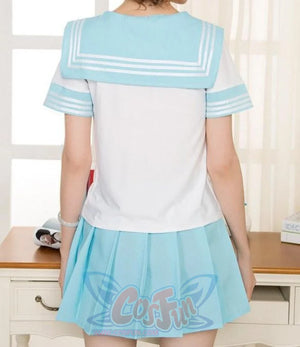 Solid Beautiful Sailor Stripe Top Pleated Skirt School Uniforms Uniform