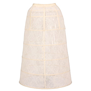 Flat lay of a cream structured petticoat with lace panels