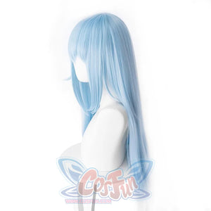That Time I Got Reincarnated as a Slime Rimuru cosplay wig in light blue drops straight length with a slight wave at the.