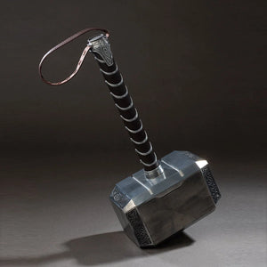 COSFUN Thor cosplay hammer centers an engraved metal head and a dark handle wrapped with a faux leather carry strap.