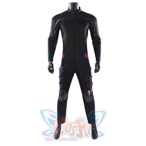 Thunderbolts John Walker cosplay costume, this tactical suit centers red panel accents and black textured armor.