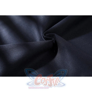 Thunderbolts John Walker cosplay costume fabric detail in a dark navy blue twill weave, softly draped.
