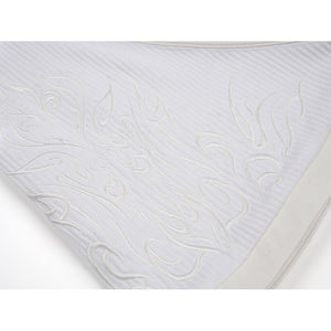 Tifa cosplay costume traces ornate white thread patterns across the textured surface of this ribbed knit fabric garment.