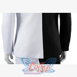 Harvey Dent Two-Face cosplay back jacket detail aligns split hem panels above the black-and-white pants.