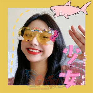 Unicorn Funny Toys Selfie Gadget Picnic Use Birthday Party Gifts Specs Glasses Yellow