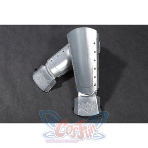 Doom Victor von Doom cosplay costume centers the silver boot and shin armor in a product view.