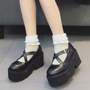 Vintage Mary Jane Shoes Platform Strap Buckle Flats Mp006174 Janes