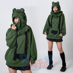【READY TO SHIP + FREE SHIPPING】COSFUN Original Animal Tales: The Frog Prince Green Pullover Full Zip Hoodie IF0001
