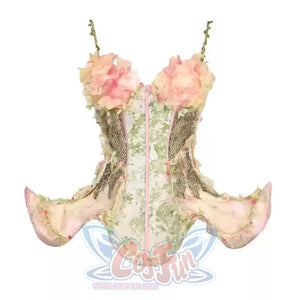 Forest Spirit Fairycore Woodland Gown Spring Corset Bodice Dress Boned Corset / S