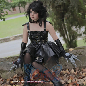 HORROR BISHOUJO Edward Scissorhands cosplay dress anchors claw-tipped gauntlets.