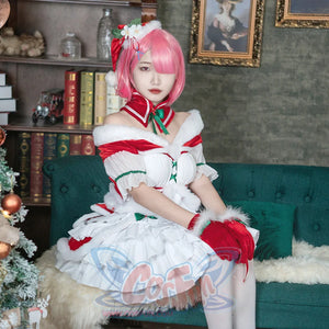 Re: Zero − Starting Life In Another World Ram Cosplay Christmas Outfit C00880 Costumes