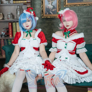 Re: Zero − Starting Life In Another World Ram Cosplay Christmas Outfit C00880 Costumes