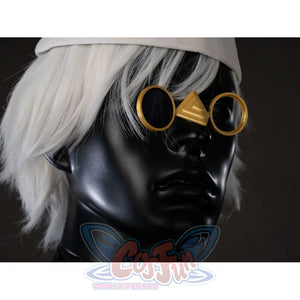Witch Hat Atelier Qifrey cosplay glasses detail pairs round gold-tone frames with triangular side pieces.