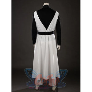 Witch Hat Atelier Qifrey cosplay robe back view forms a white V panel over the black undershirt.