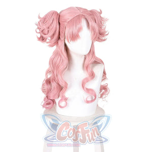 Witch Hat Atelier Tetia cosplay wig front view frames soft bangs above long pink gradient curls.