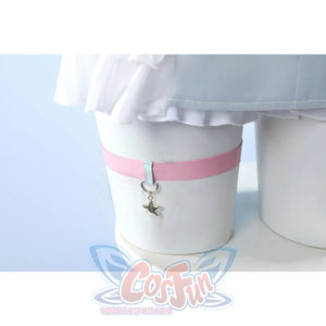 Wuthering Waves Denia cosplay thigh ring detail wraps a pink band around a silver-tone star charm.